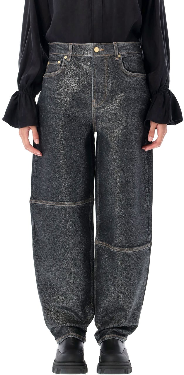 Ganni Foil Denim Washed Black Zwart
