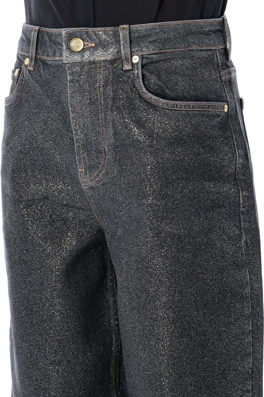 Ganni Shimmery Foil Stary jeans Blauw