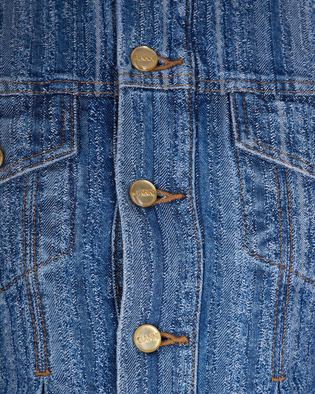 Ganni Coats Mid Blue Stone Blauw