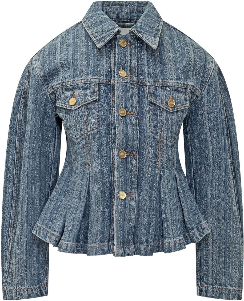 Ganni Ganni Giacca in Denim con Pieghe Blauw