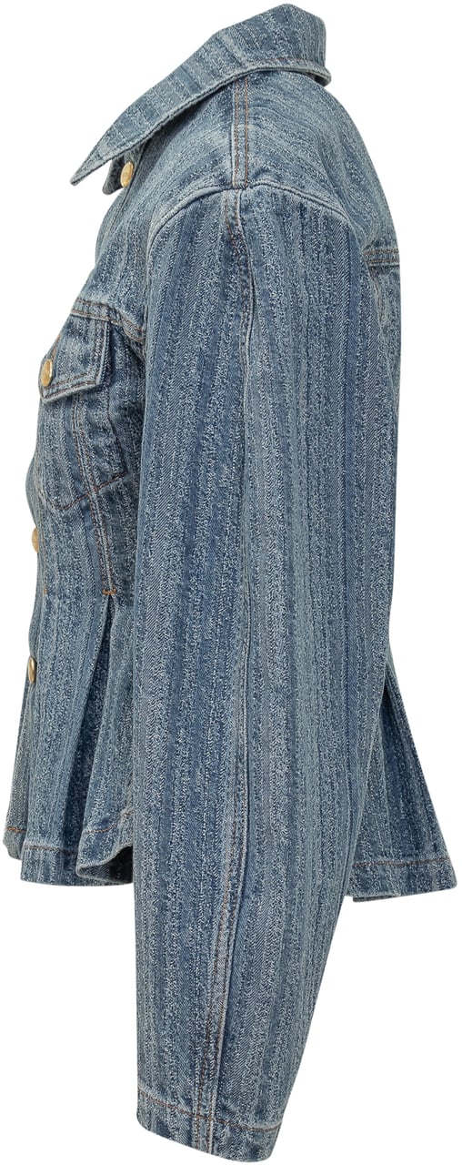 Ganni Ganni Giacca in Denim con Pieghe Blauw