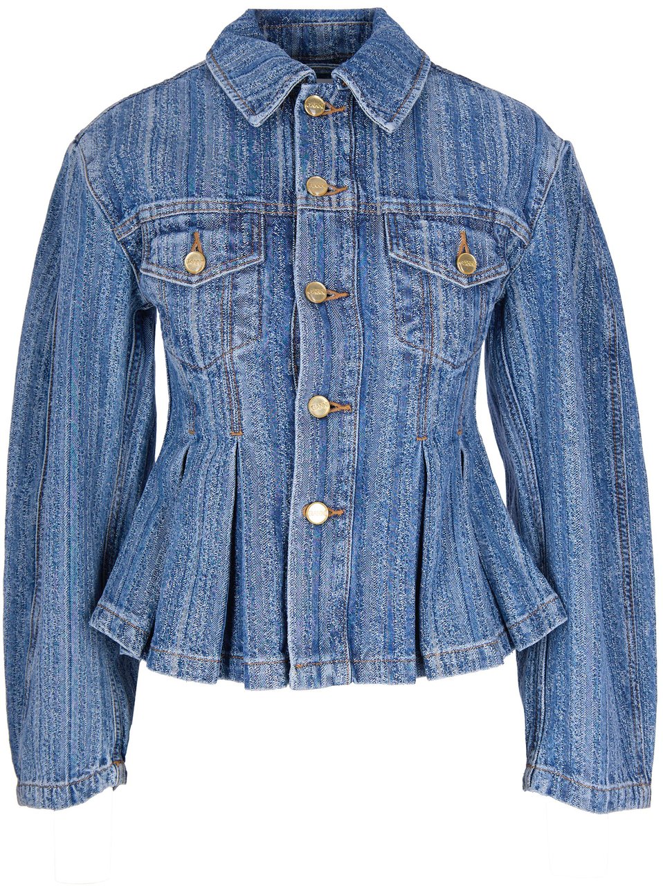 Ganni Coats Mid Blue Stone Blauw