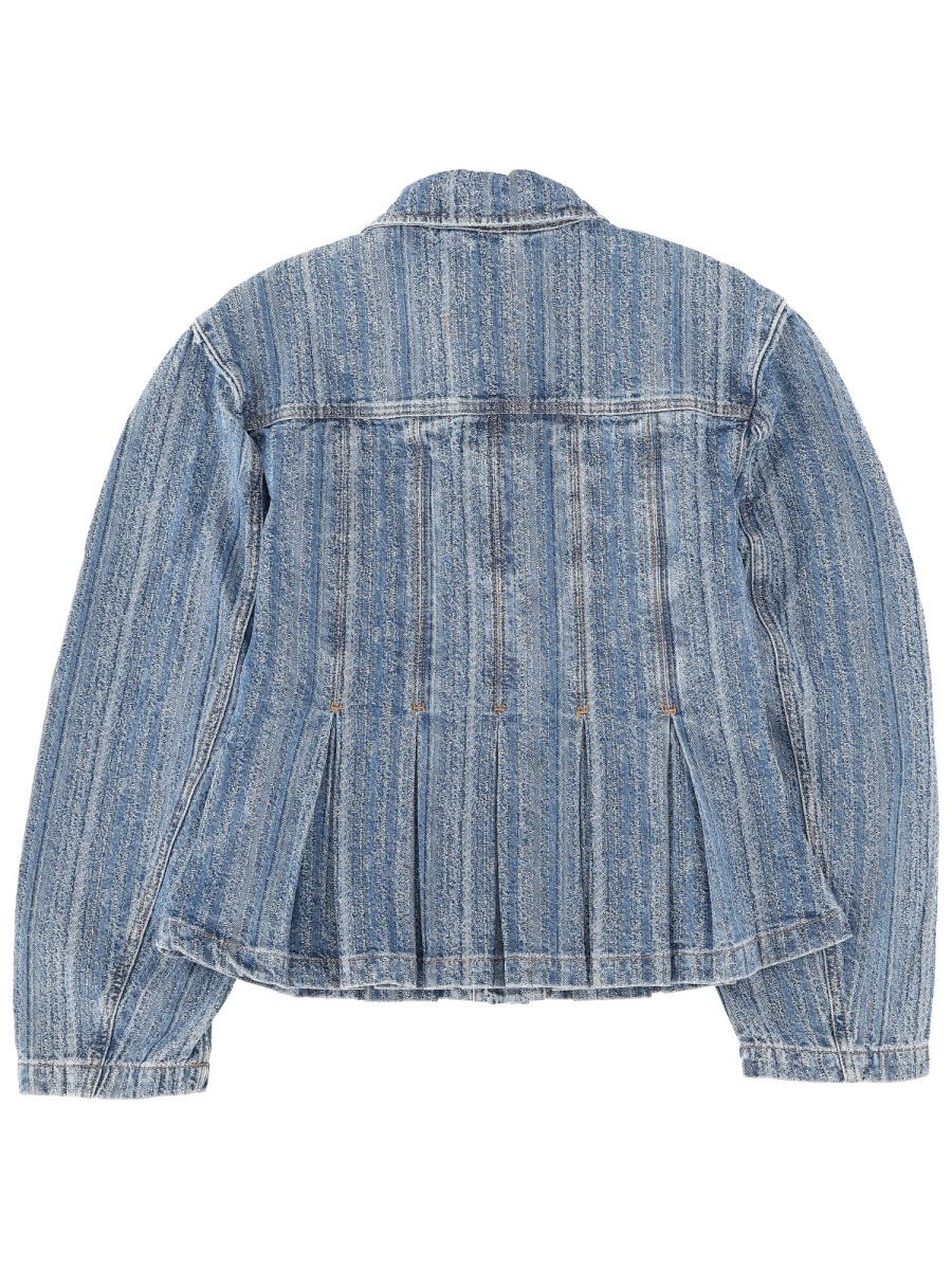 Ganni Blue Regular Fit Denim Jacket Blauw
