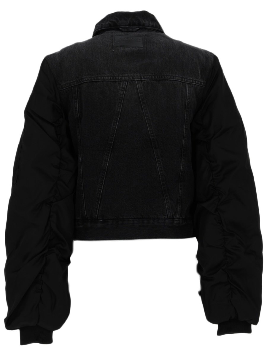 Ganni Cropped Classic Denim Body Jacket Zwart