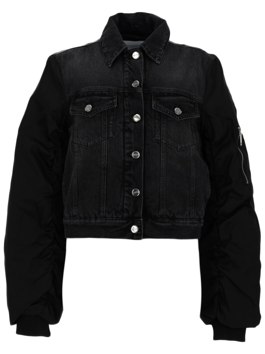 Ganni Cropped Classic Denim Body Jacket Zwart