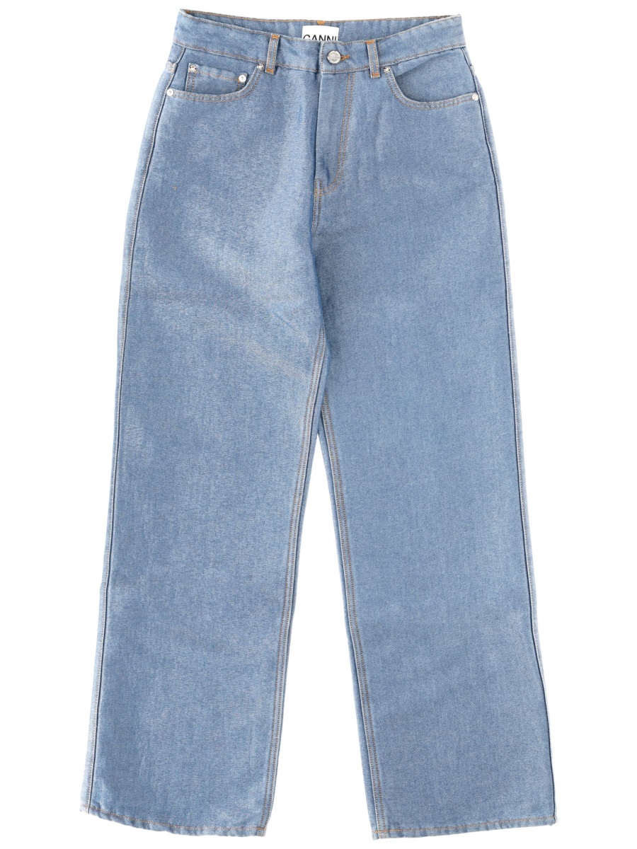 Ganni Blue Metallic Blend Jeans Blauw