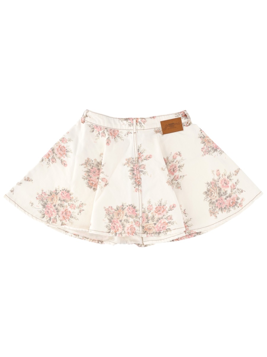 Ganni Ivory Flared Denim Mini Skirt Neutraal