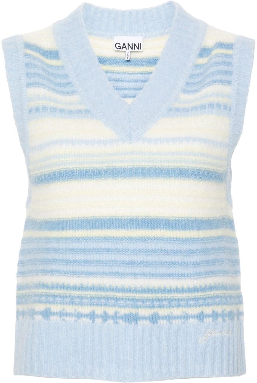 Ganni Sweaters Clear Blue Blauw