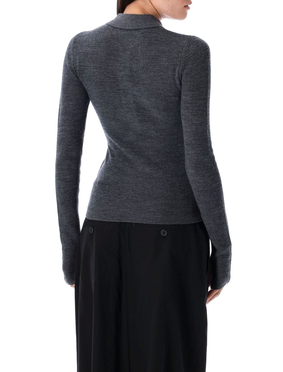 Ganni Knit Polo Argyle Frost Grey Grijs