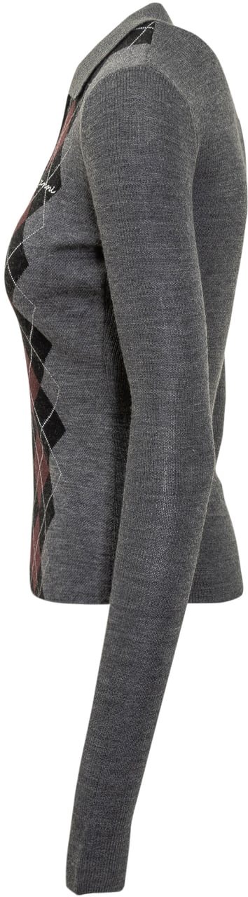 Ganni Polo Jacquard Grijs