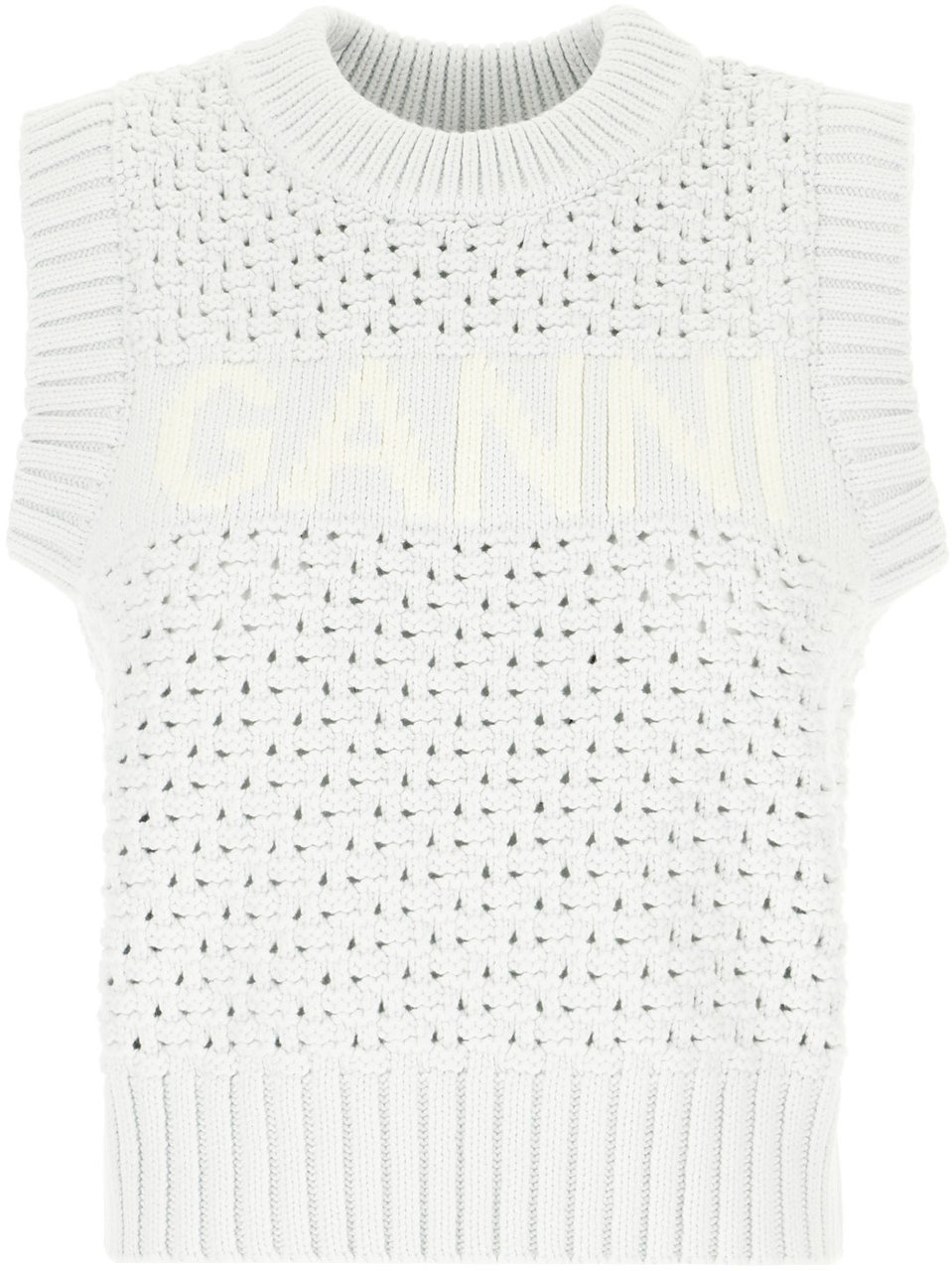Ganni Ganni Pastel light blue cotton blend vest Lichtblauw