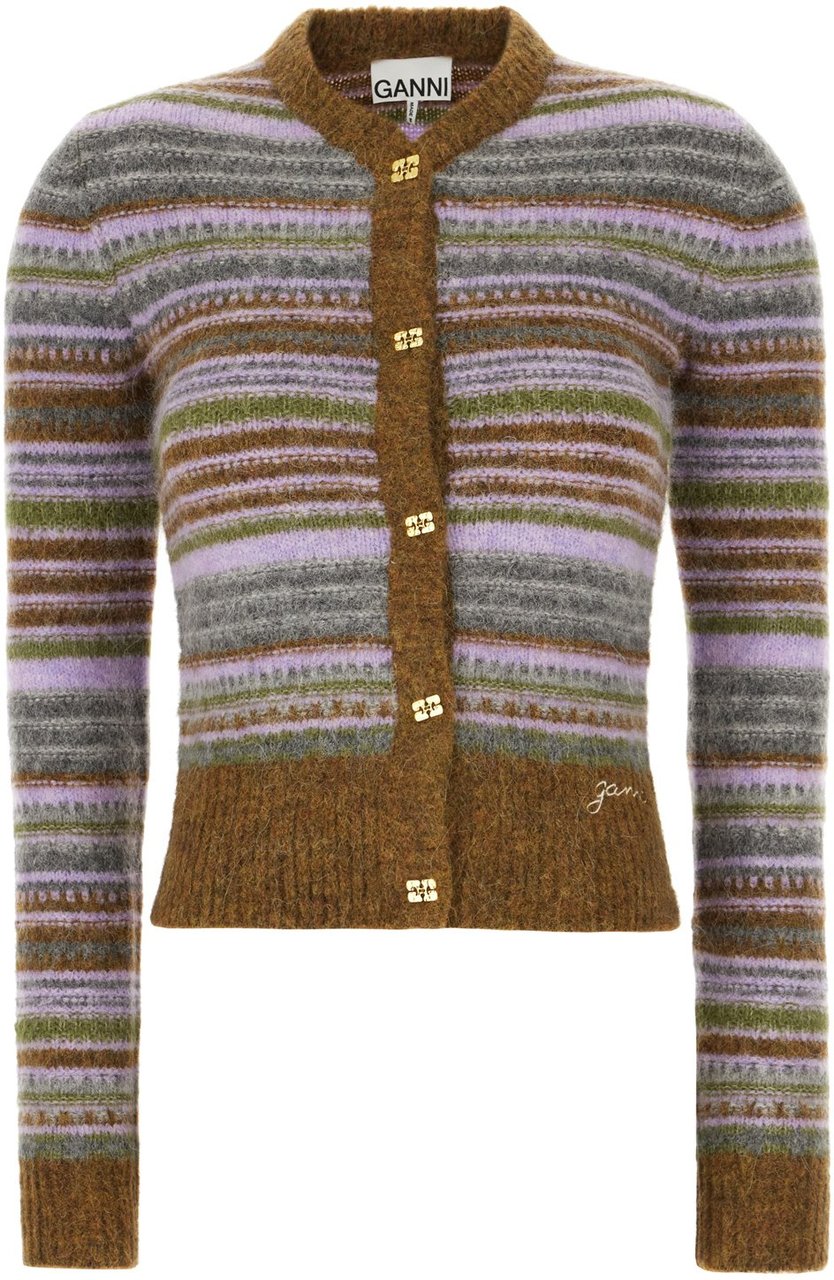Ganni Ganni Embroidered stretch alpaca blend cardigan Divers