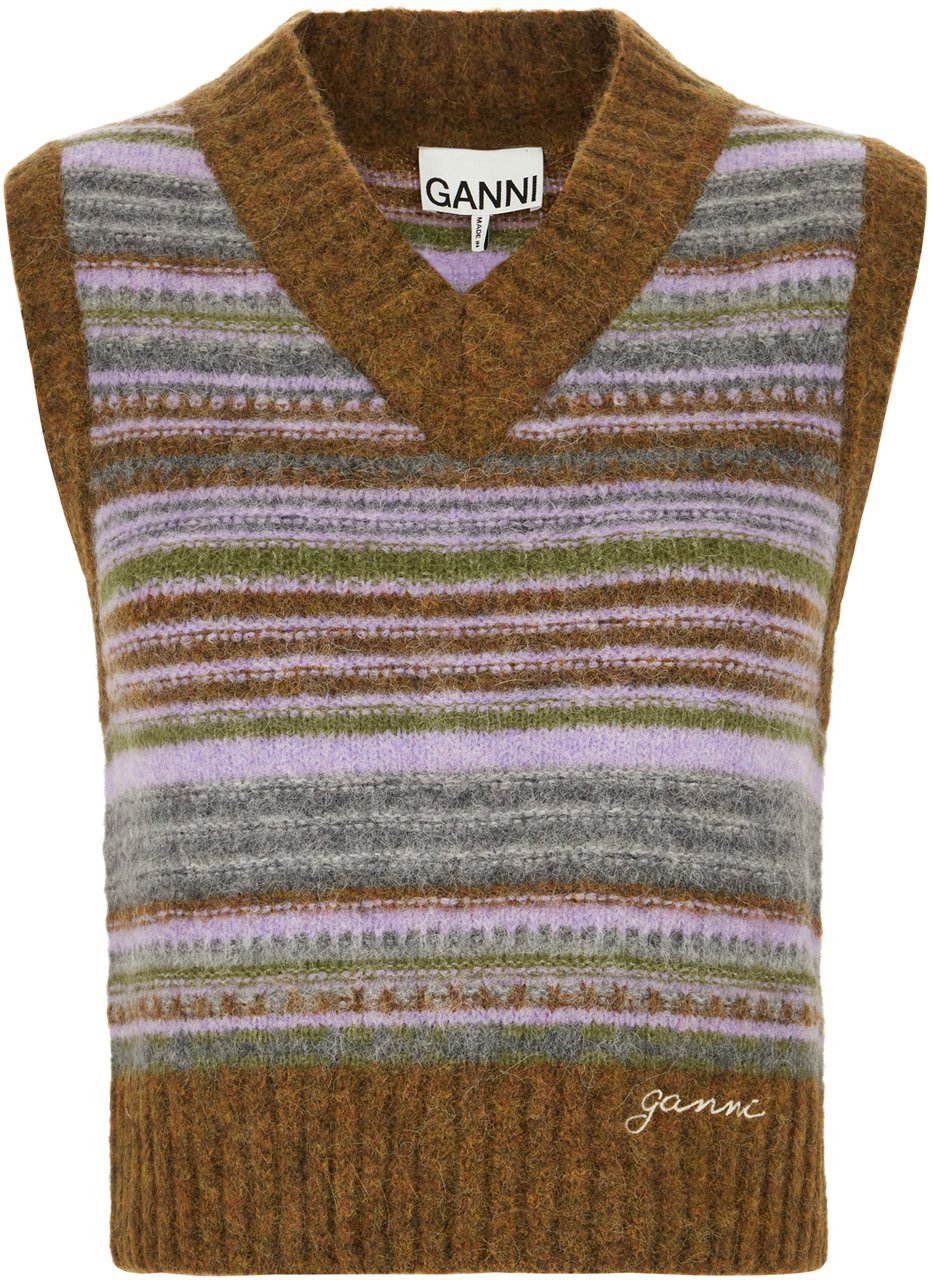 Ganni Ganni Embroidered stretch alpaca blend vest Divers
