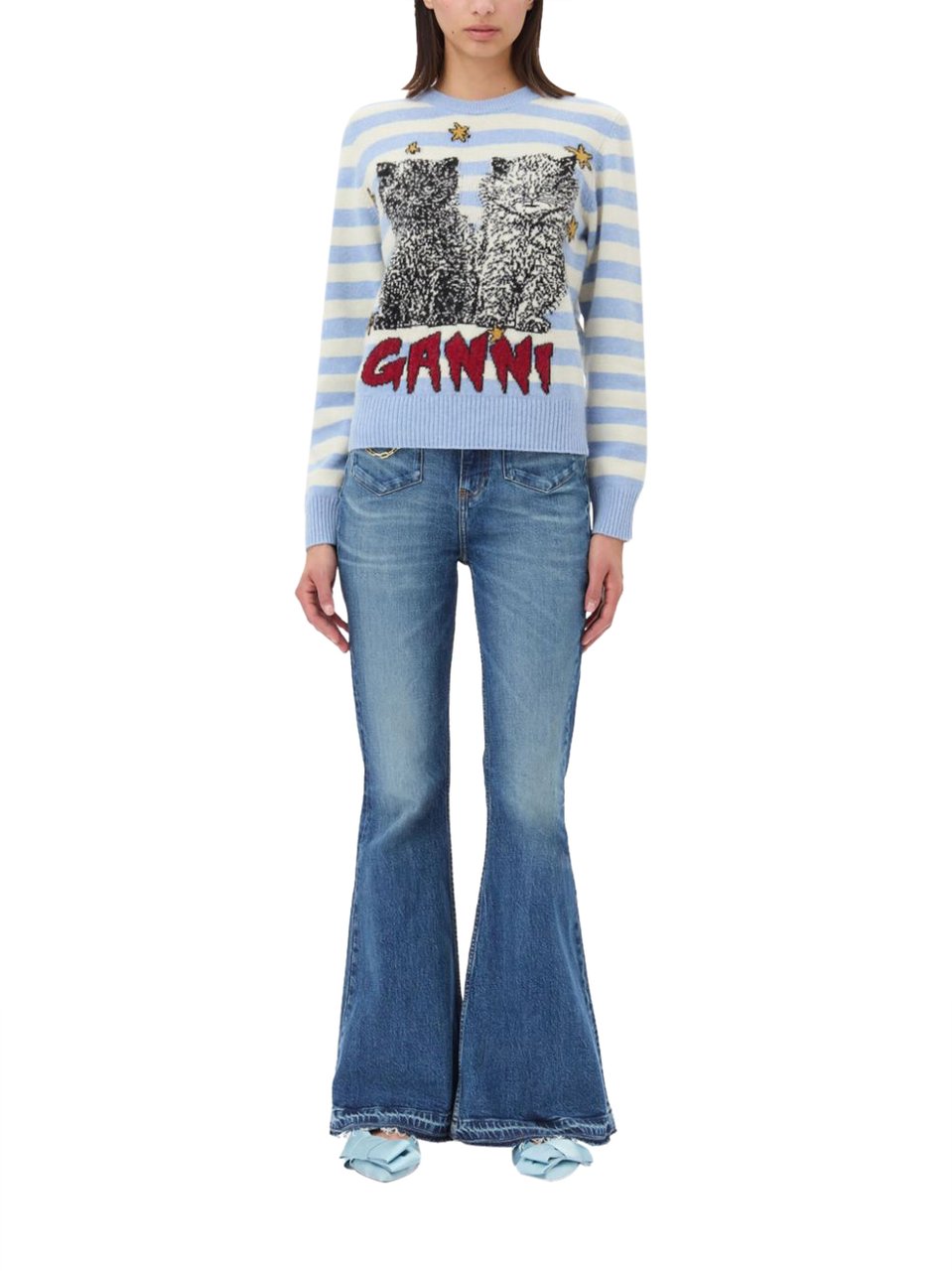 Ganni Sweaters Clear Blue Blauw