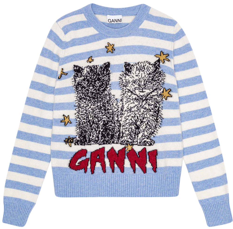 Ganni Sweaters Clear Blue Blauw