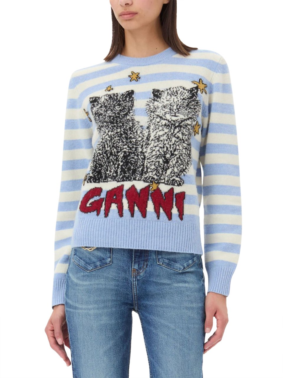 Ganni Sweaters Clear Blue Blauw