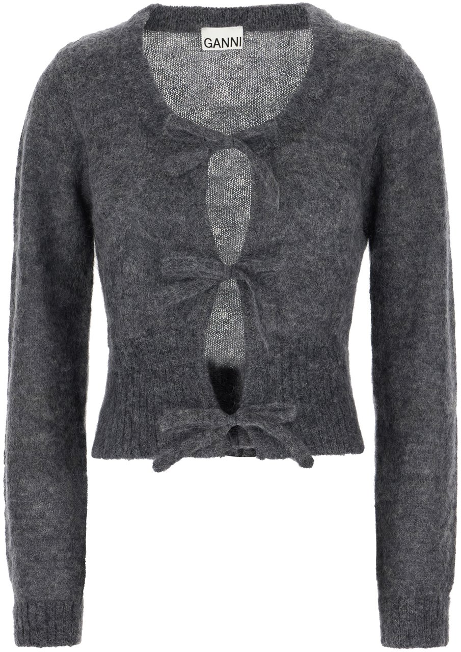 Ganni Ganni Charcoal wool blend cardigan Grijs