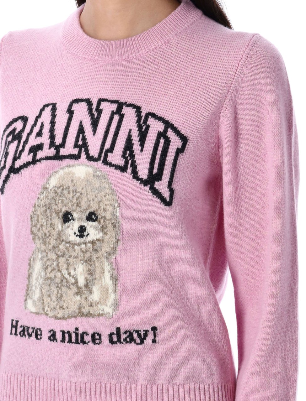 Ganni Knit Poodle Chalk Pink Roze