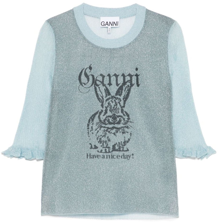 Ganni Sweaters Clear Blue Blauw