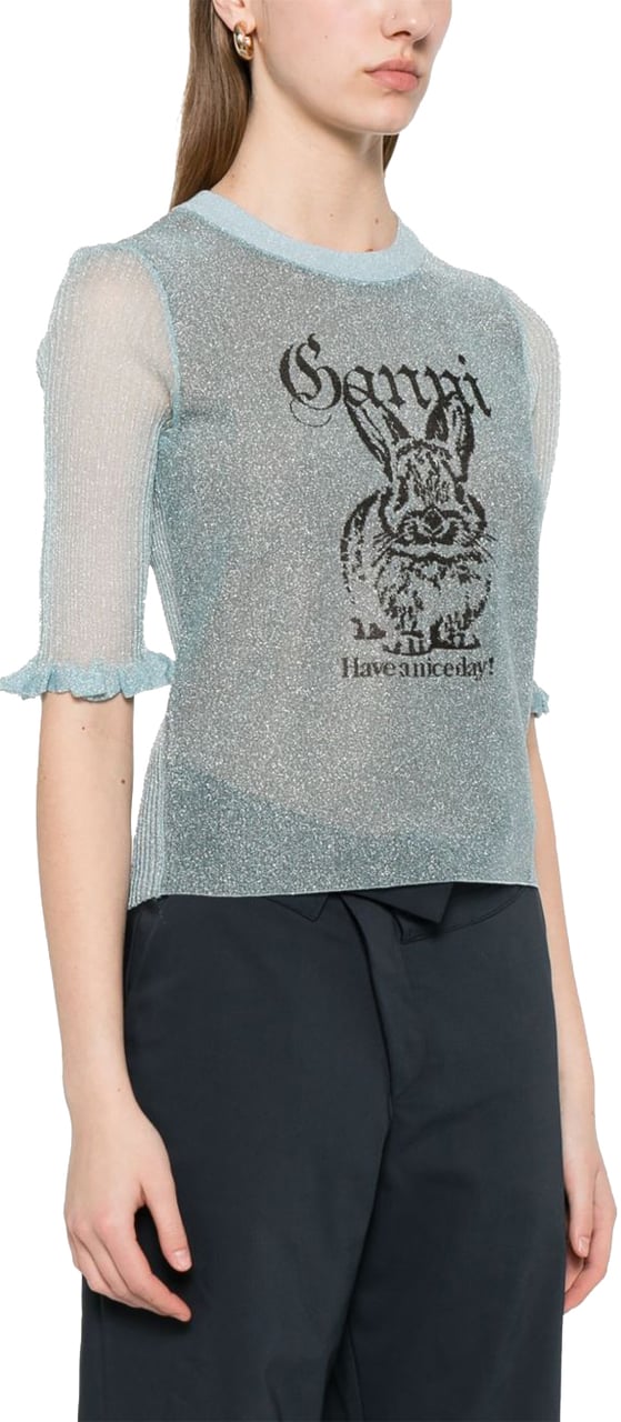 Ganni Sweaters Clear Blue Blauw
