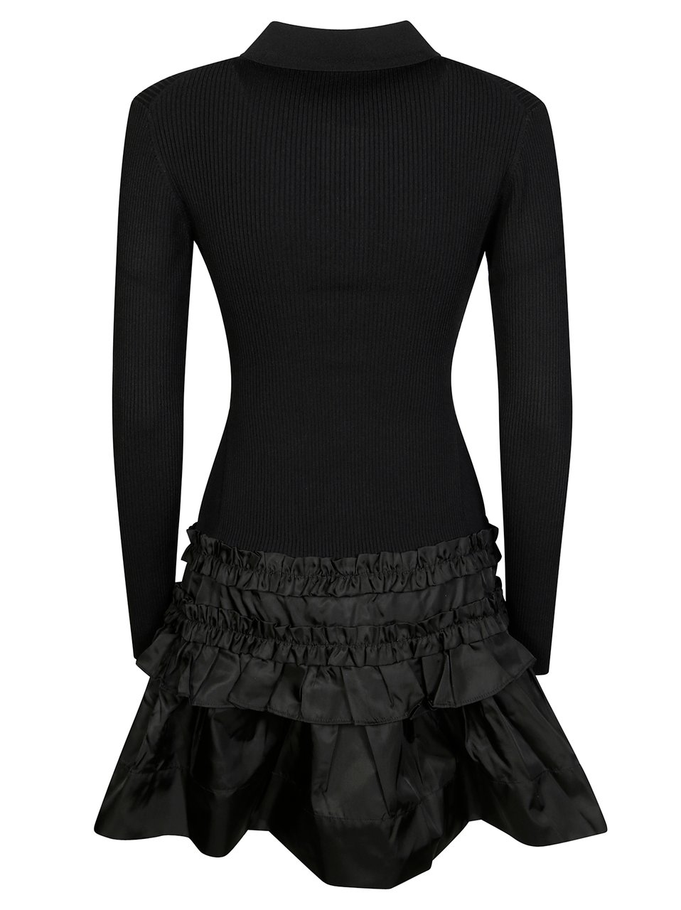 Ganni Melange Rib Knit Mini Dress Zwart