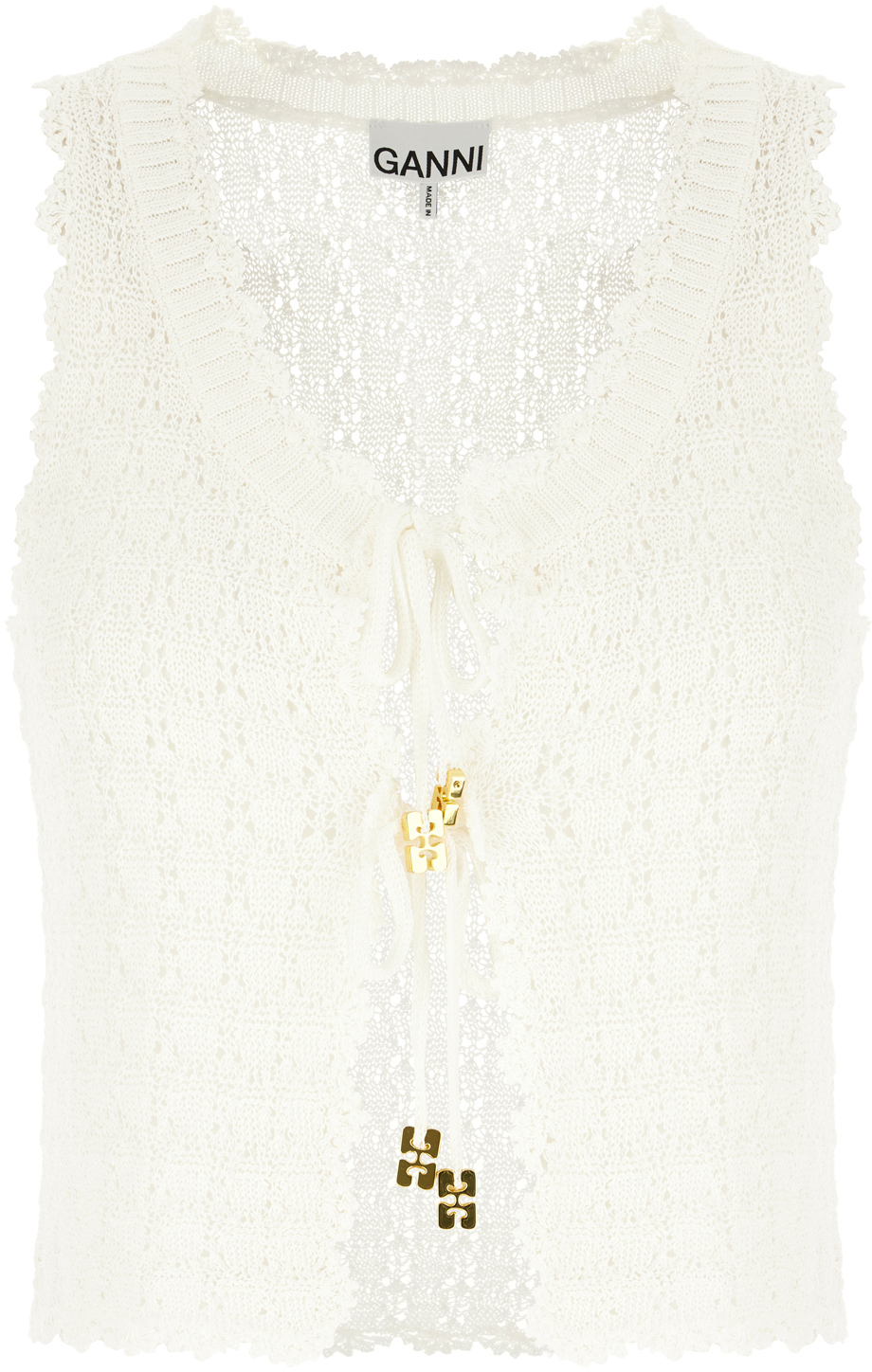 Ganni Ganni Ivory crochet vest Neutraal