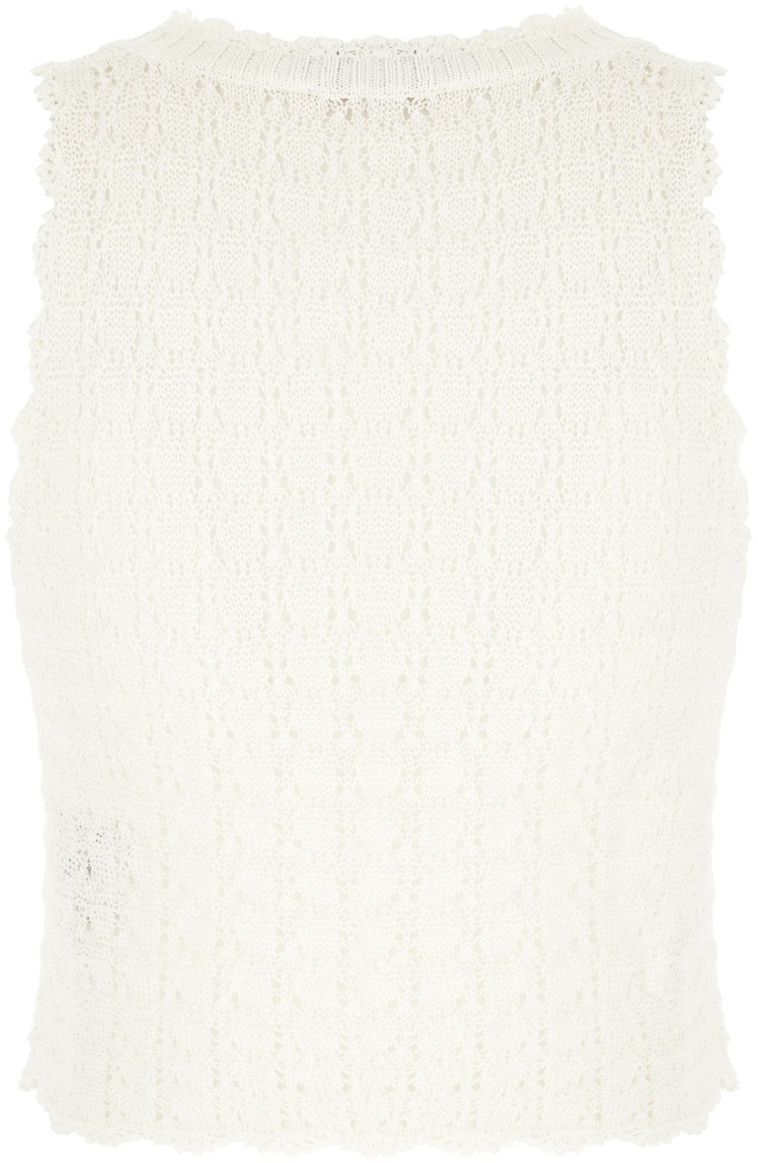 Ganni Ganni Ivory crochet vest Neutraal