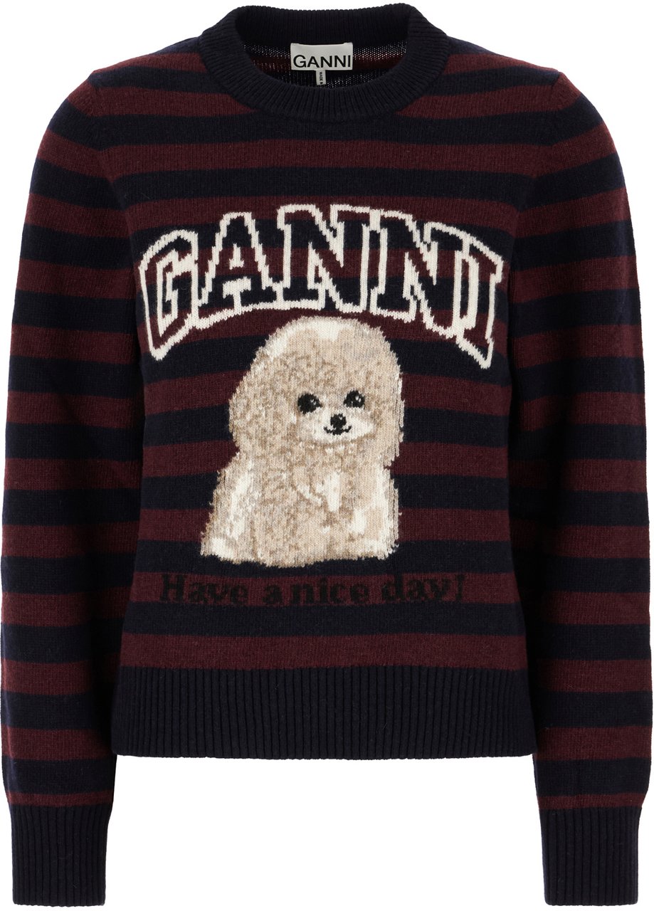 Ganni Embroidered wool blend sweater Divers