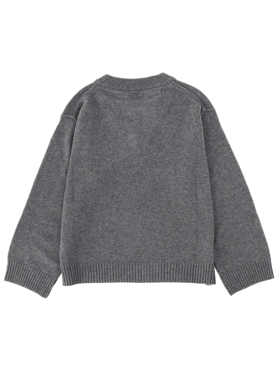 Ganni Oversized Embroidered Logo Sweater Grijs