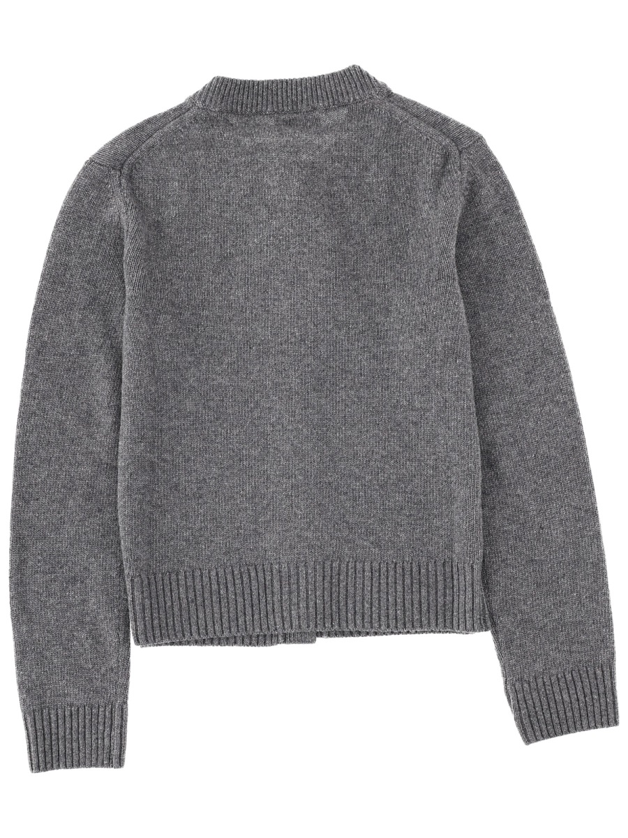 Ganni Regular Fit Embroidered Cardigan Grijs