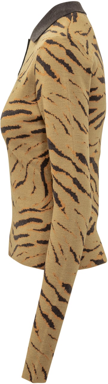 Ganni Ganni Maglia Polo Animalier a Maniche Lunghe Divers