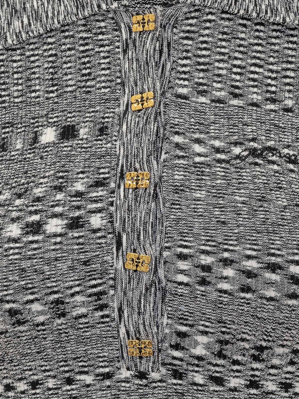 Ganni Ganni Maglia Jacquard a Maniche Lunghe con Bottoni Zwart