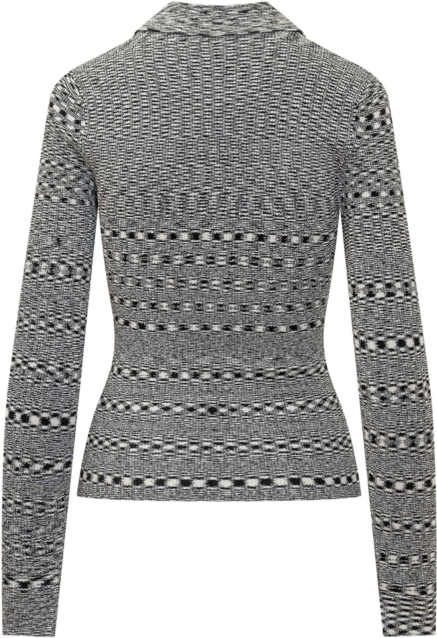 Ganni Ganni Maglia Jacquard a Maniche Lunghe con Bottoni Zwart