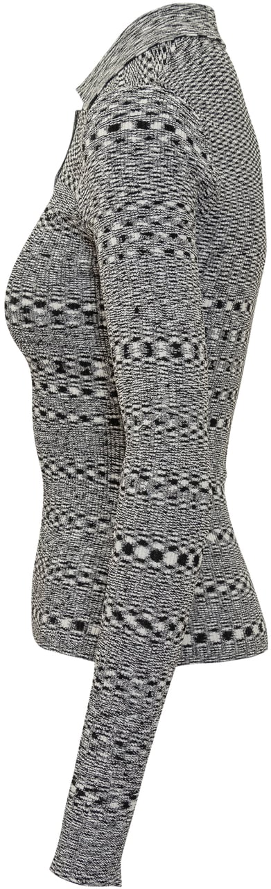 Ganni Ganni Maglia Jacquard a Maniche Lunghe con Bottoni Zwart