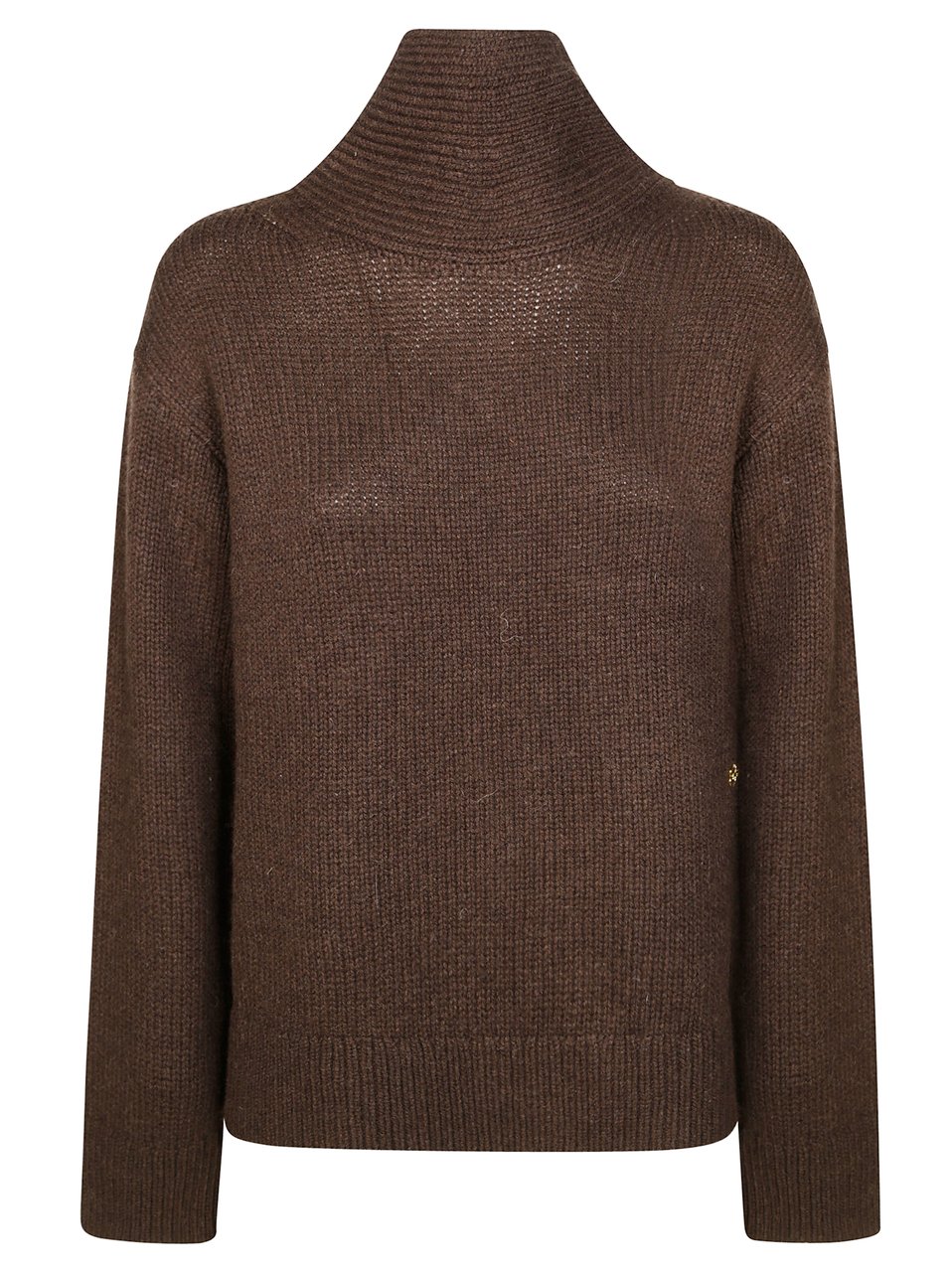 Ganni Chunky Yak Mix Open Back Pullover Zwart
