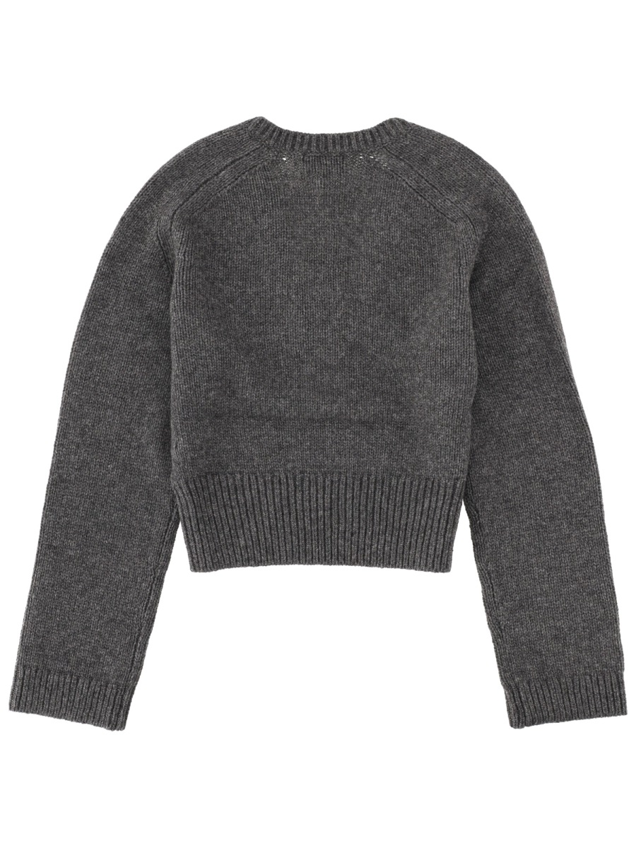 Ganni Charcoal Cropped V-Neck Sweater Grijs