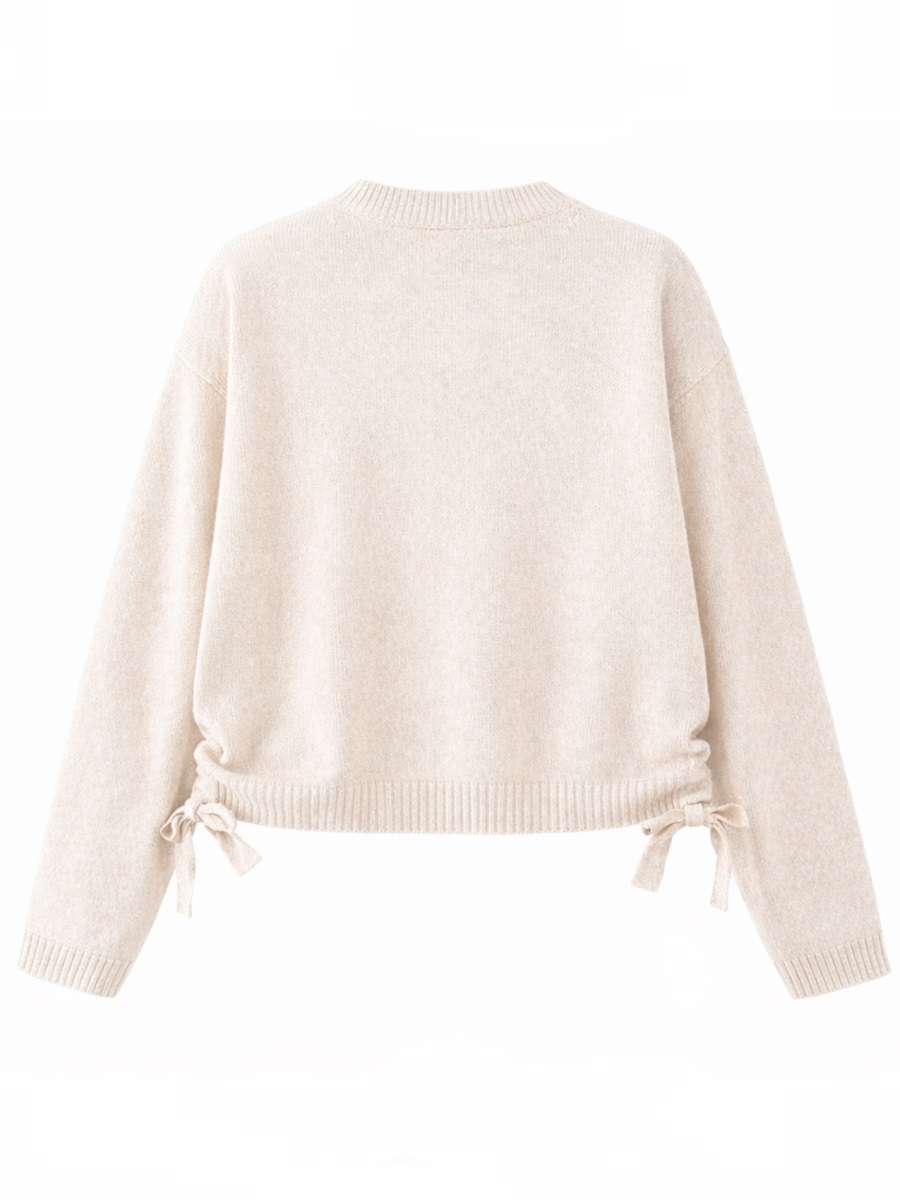 Ganni Cropped Ribbed Waistband Sweater Neutraal