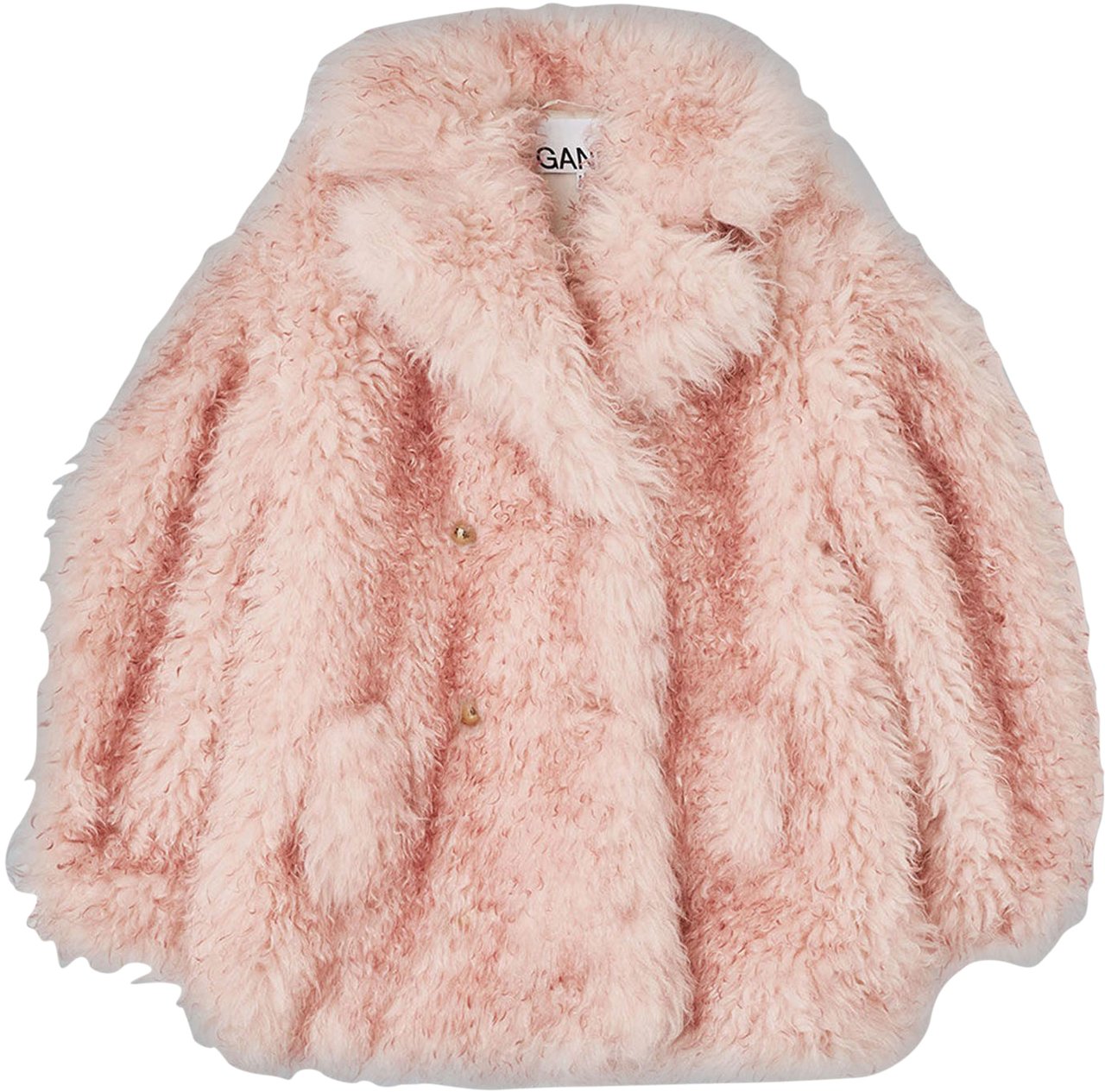 Ganni LONG PILE ALTERNATIVE FUR MIDI COAT Roze