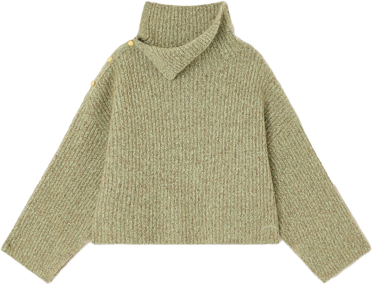 Ganni MELANGE BRUSHED MOHAIR CREWNECK Groen