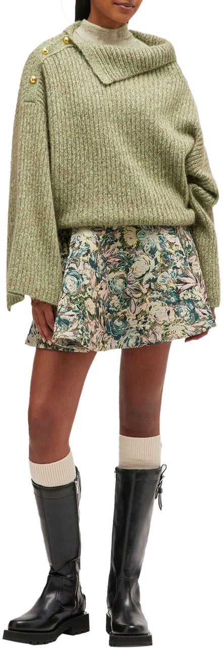 Ganni MELANGE BRUSHED MOHAIR CREWNECK Groen