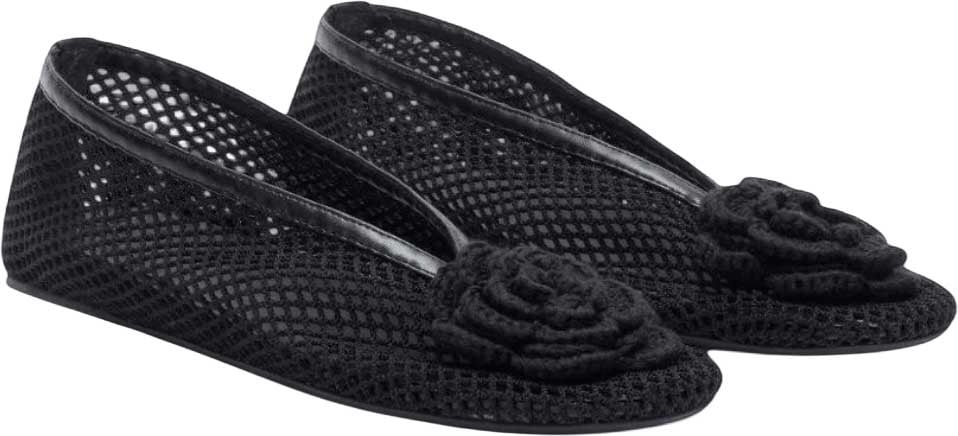 Ganni MESH FLOWER JENNY BALLERINAS Zwart