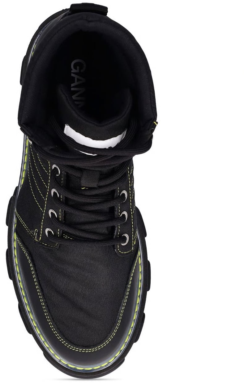 Ganni Cleated Lace Up Hiking Boots Zwart