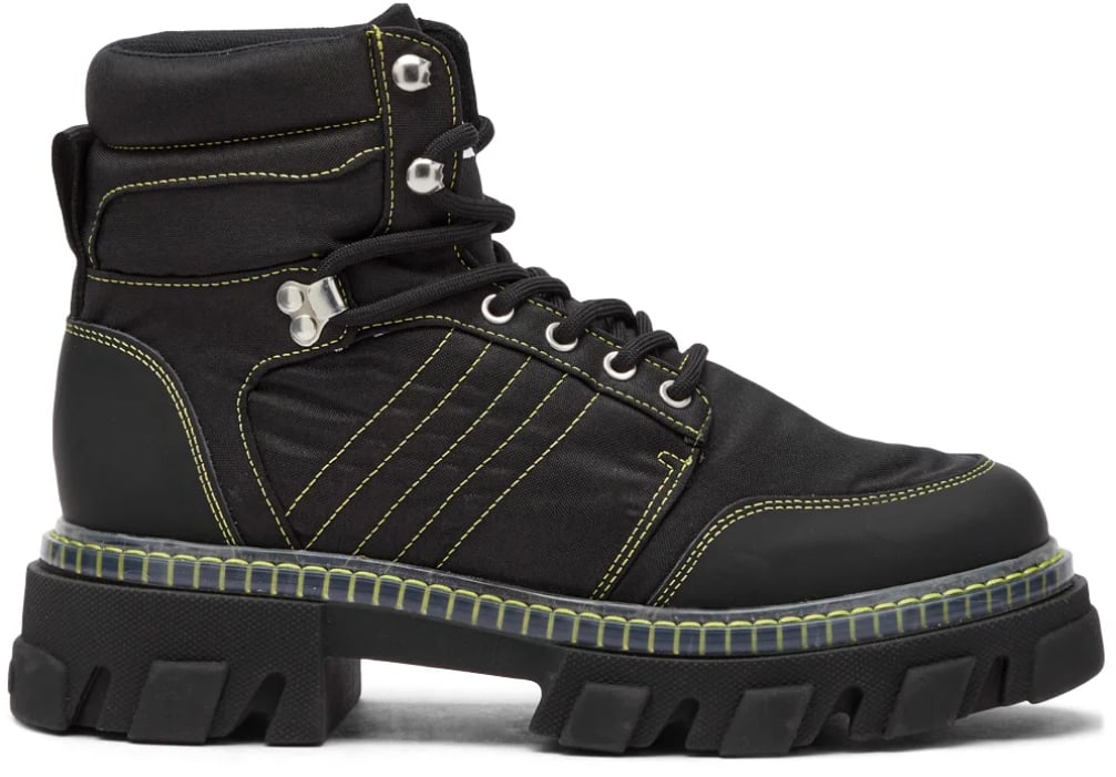 Ganni Cleated Lace Up Hiking Boots Zwart