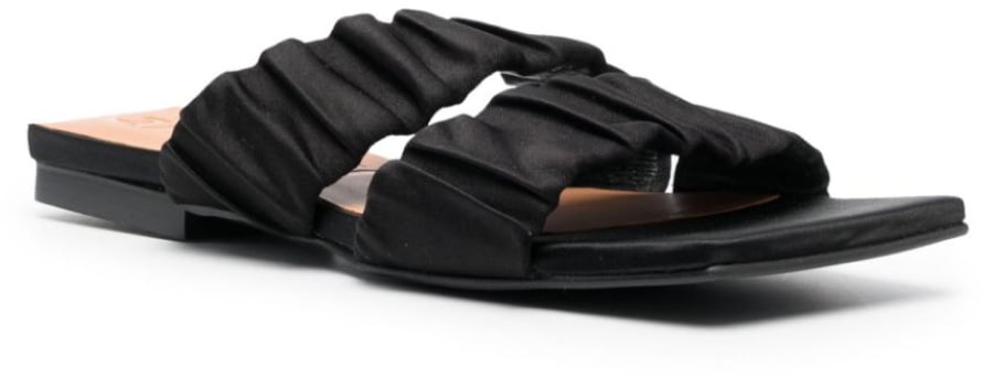 Ganni Smock Flat Sandals Zwart