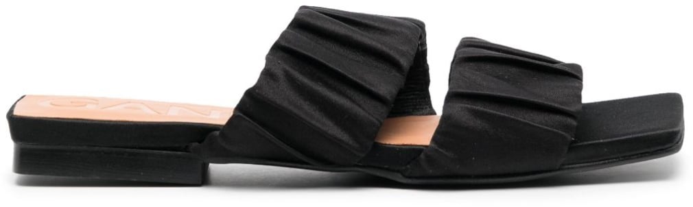 Ganni Smock Flat Sandals Zwart