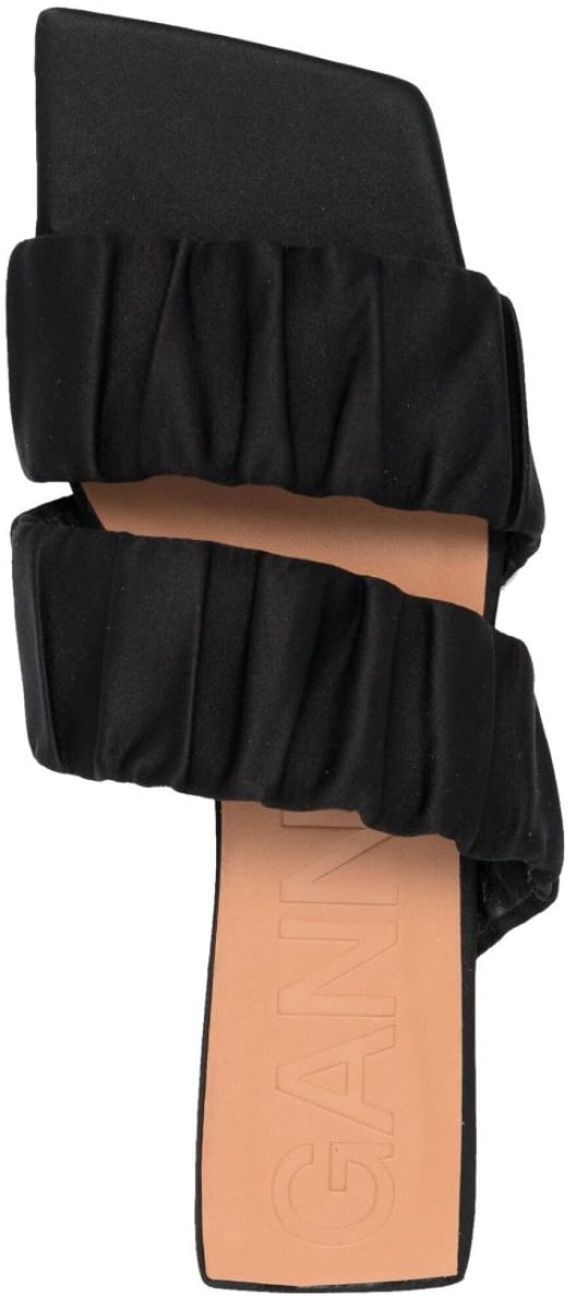 Ganni Smock Flat Sandals Zwart