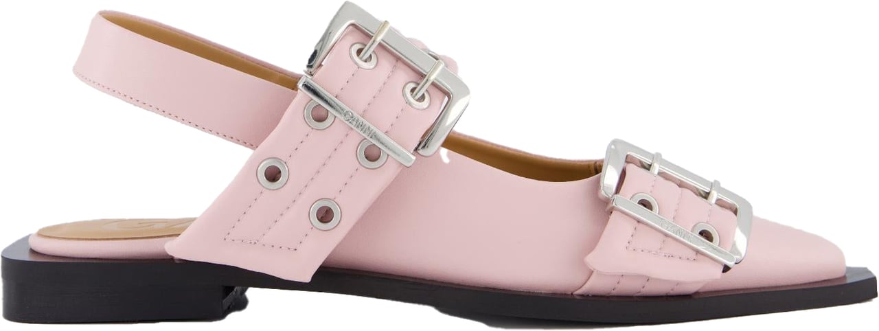Ganni Dames Chunky Buckle Ballerina Roze Roze
