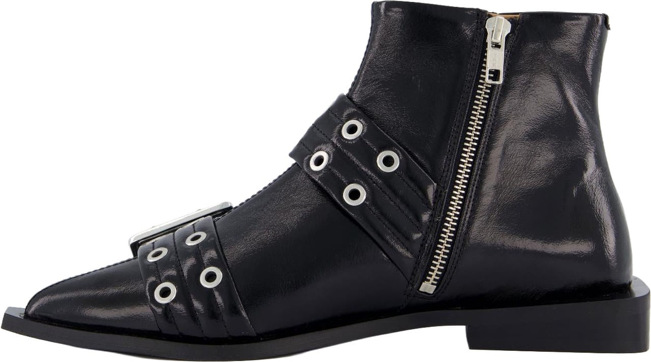 Ganni Dames Feminine Buckle Flat Boot Zwart