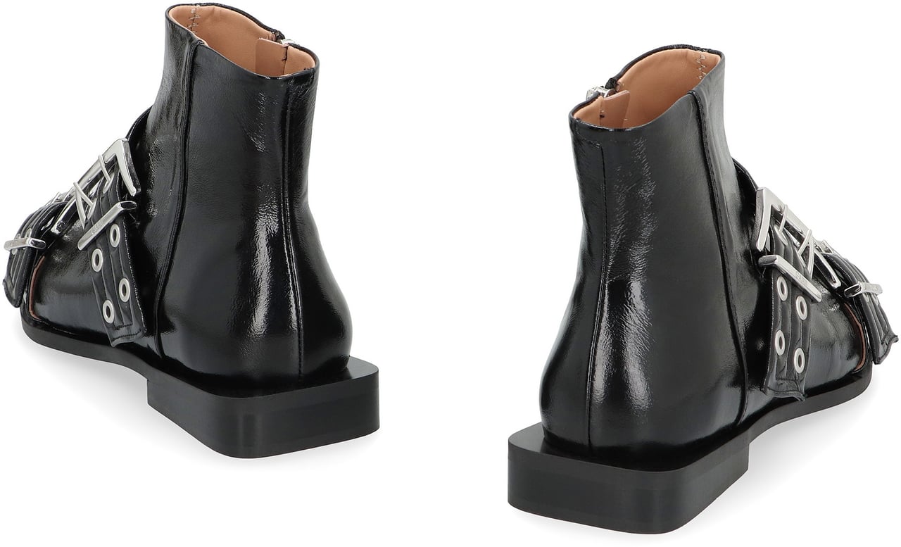 Ganni Faux leather ankle boots Zwart