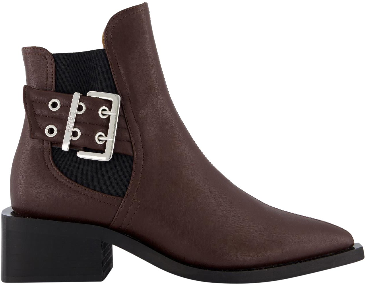 Ganni Dames Chunky Buckle Chelsea Bruin Bruin